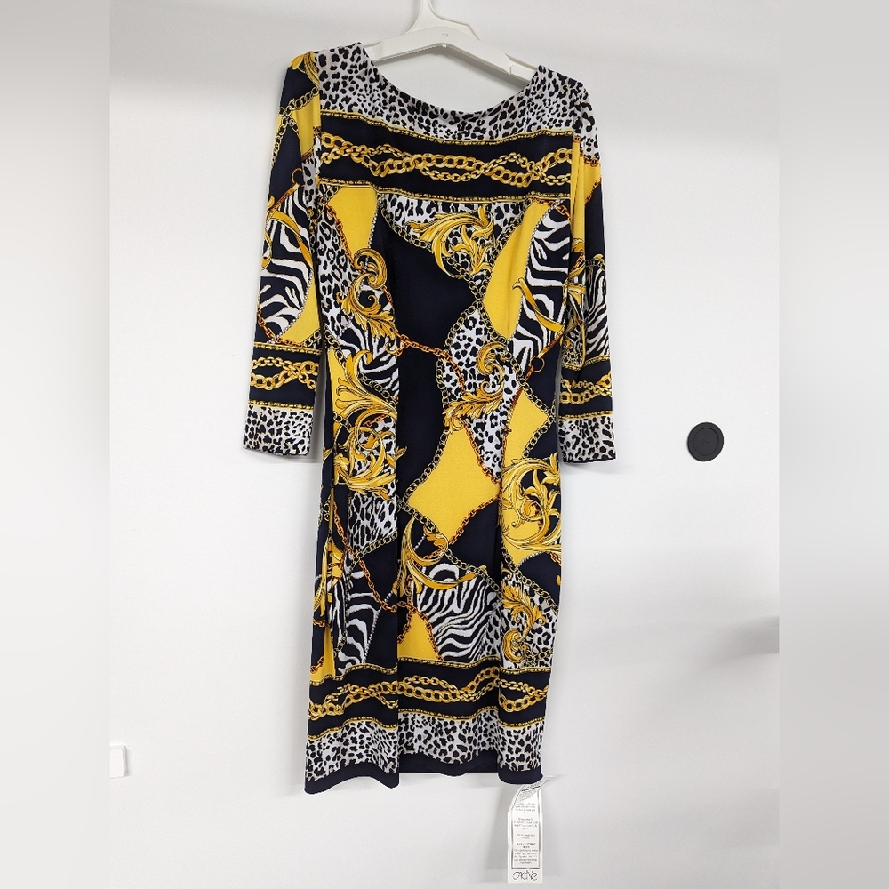 New Cache Equestrian Gold Chain Dress Size 4 Y2k Vintage